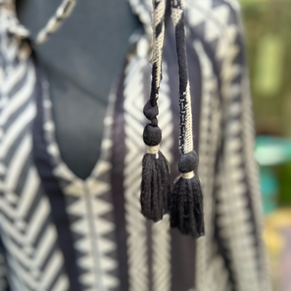 Anthropologie Dominique Tunic Dress Sz XS Maeve Black White Tribal Print - Picture 3 of 10